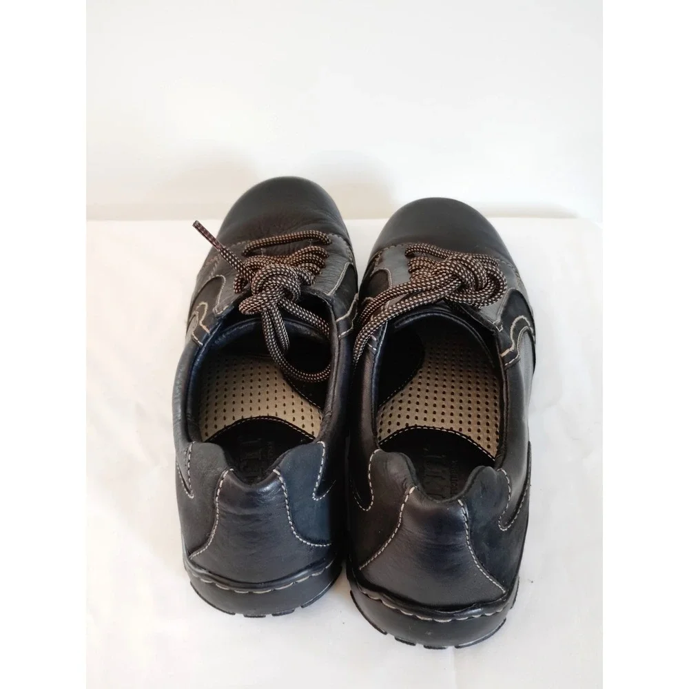 Born Nigel Men'9.5 Black Leather Lace Up Streetwear Biker Casual Oxford Shoes
